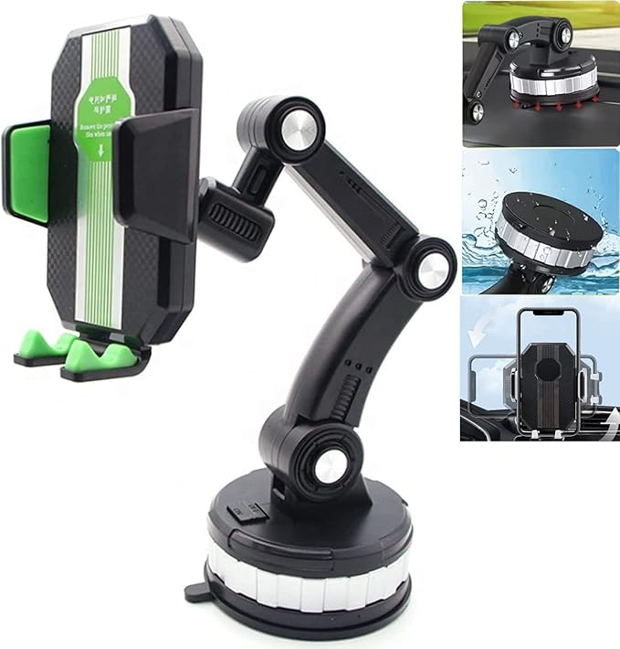 Car Phone Mount, Suction Cup Phone Holder Desk Stand, 1 Pc Universal Car Mount for Car Dashboard Windshield, Hands Free Cell Phone Holder Compatible with All Smartphones (Green)